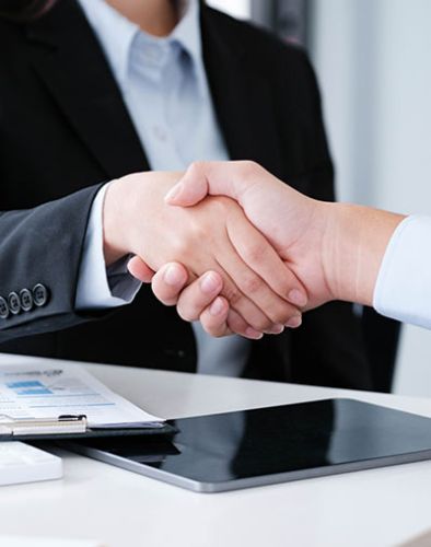 Business professionals shaking hands